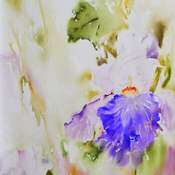 Painting titled "IRIS" by Brigitte Chevalier, Original Artwork, Watercolor