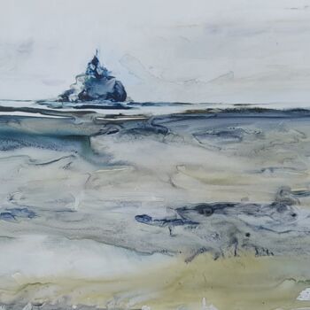 Peinture intitulée "mont saint Michel 3" par Brigitte Chevalier, Œuvre d'art originale, Aquarelle