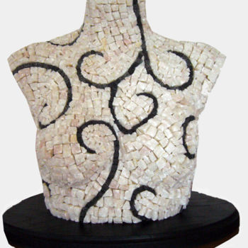 Sculpture titled "buste aux volutes" by Brigitte Coleau, Original Artwork, Mosaic