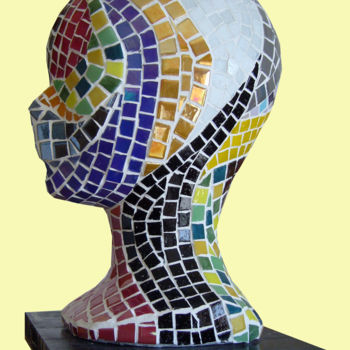 Rzeźba zatytułowany „tête” autorstwa Brigitte Coleau, Oryginalna praca, Mozaika