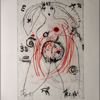 Gravures & estampes intitulée "Fleur de vie" par Brigitte Derbigny, Œuvre d'art originale, Gravure