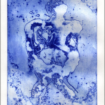 Impressões e gravuras intitulada "Eau bleue" por Brigitte Derbigny, Obras de arte originais, Água forte