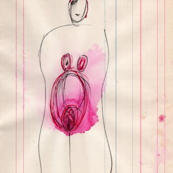 Desenho intitulada "Vénus à la tresse" por Brigitte Derbigny, Obras de arte originais, Tinta