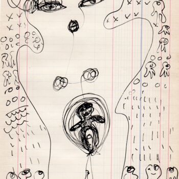 Drawing titled "Vénus family n°2" by Brigitte Derbigny, Original Artwork, Marker