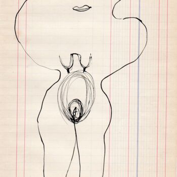 Dessin intitulée "Vénus pensive" par Brigitte Derbigny, Œuvre d'art originale, Marqueur