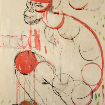 Pintura intitulada "Singe assis" por Brigitte Derbigny, Obras de arte originais, Acrílico