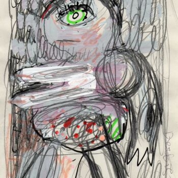 Dessin intitulée "Vénus profil à l'oe…" par Brigitte Derbigny, Œuvre d'art originale, Crayon