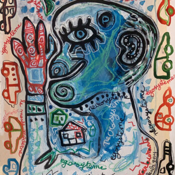 Dessin intitulée "Mon égosystème 2" par Brigitte Derbigny, Œuvre d'art originale, Acrylique
