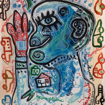 Drawing titled "Mon égosystème 2" by Brigitte Derbigny, Original Artwork, Acrylic