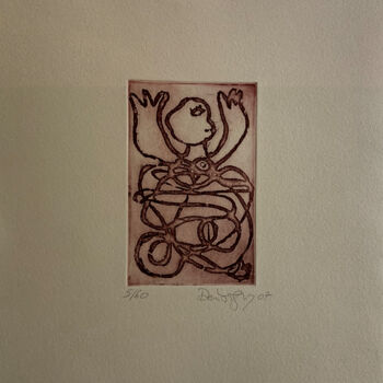 Gravures & estampes intitulée "Vénus labyrinthe" par Brigitte Derbigny, Œuvre d'art originale, Eau-forte