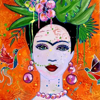 Pittura intitolato "Viva Frida 4.jpg" da Brigitte Dravet, Opera d'arte originale, Acrilico