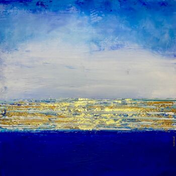 Painting titled "Blue horizon" by Brigitte Dravet, Original Artwork, Acrylic Mounted on Wood Stretcher frame