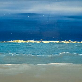 Painting titled "L'émotion de la mer" by Brigitte Dravet, Original Artwork, Acrylic Mounted on Wood Stretcher frame