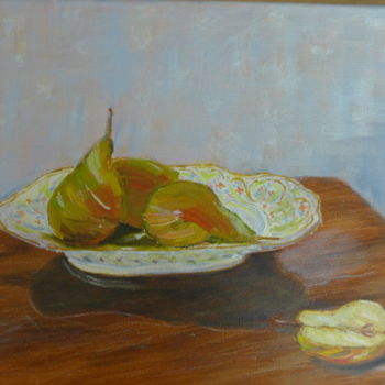 Malerei mit dem Titel "Poires" von Brigitte Givel, Original-Kunstwerk, Öl