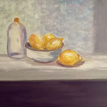 Pintura intitulada "Citrons" por Brigitte Givel, Obras de arte originais, Óleo