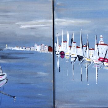 Painting titled "summer of St. Tropez" by Brigitte Kölli, Original Artwork, Acrylic