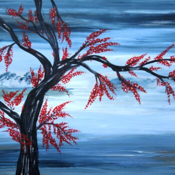 Painting titled "le vent rouge" by Brigitte Kölli, Original Artwork, Acrylic