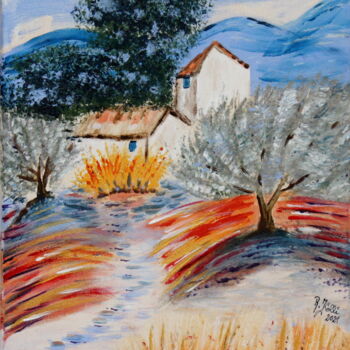 Malerei mit dem Titel "Été en Provence" von Brigitte Kölli, Original-Kunstwerk, Acryl