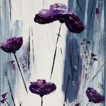 Malerei mit dem Titel "Blumentraum in Lila" von Brigitte Kölli, Original-Kunstwerk, Acryl