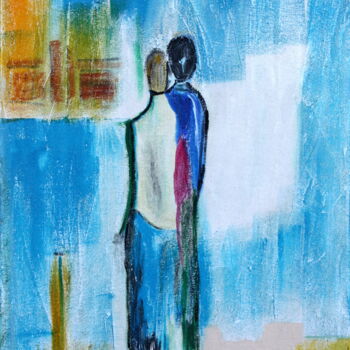 Malerei mit dem Titel "Traveling together" von Brigitte Kölli, Original-Kunstwerk, Acryl