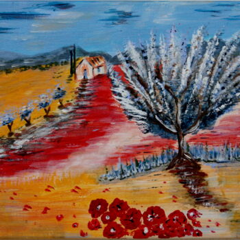 Malerei mit dem Titel "Provence im Frühling" von Brigitte Kölli, Original-Kunstwerk, Acryl