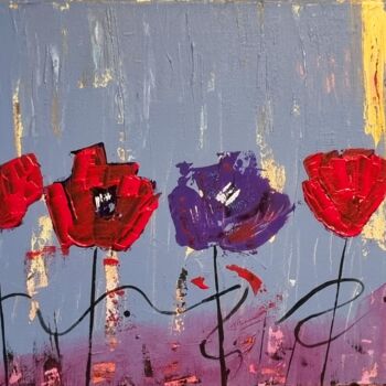 Pittura intitolato "Les fleurs 2" da Brigitte Kölli, Opera d'arte originale, Acrilico