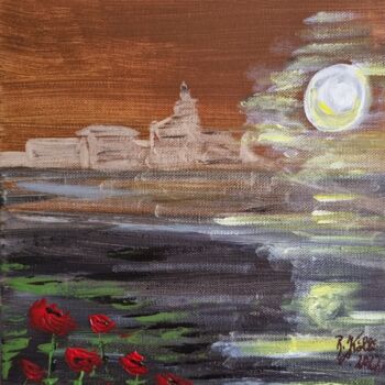 Painting titled "When night comes" by Brigitte Kölli, Original Artwork, Acrylic