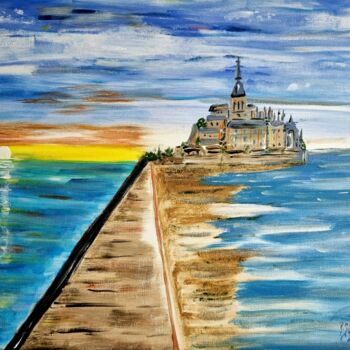Pintura intitulada "Le Mont-Saint-Michel" por Brigitte Kölli, Obras de arte originais, Acrílico