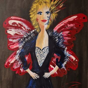 Ζωγραφική με τίτλο "Butterfly woman" από Brigitte Kölli, Αυθεντικά έργα τέχνης, Ακρυλικό