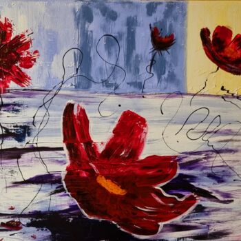 Malarstwo zatytułowany „Blüten im Wind” autorstwa Brigitte Kölli, Oryginalna praca, Akryl