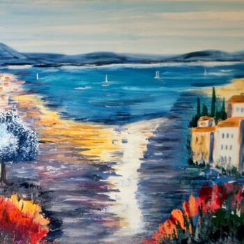 Malerei mit dem Titel "Côte d`Azur, je t`a…" von Brigitte Kölli, Original-Kunstwerk, Acryl
