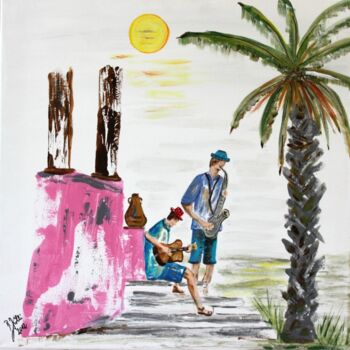 Malarstwo zatytułowany „Deux musicians” autorstwa Brigitte Kölli, Oryginalna praca, Akryl