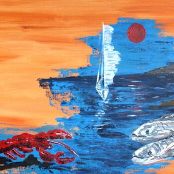 Painting titled "A la mer" by Brigitte Kölli, Original Artwork, Acrylic