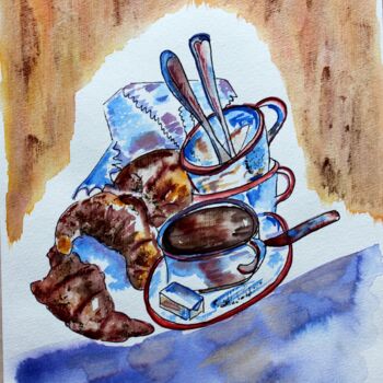 绘画 标题为“petit-dejeuner” 由Brigitte Kölli, 原创艺术品, 水彩