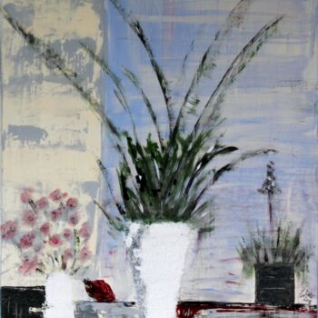 Картина под названием "Blumenfenster" - Brigitte Kölli, Подлинное произведение искусства, Акрил
