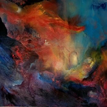 제목이 "AU DELA DU SEUIL 2"인 미술작품 Brigitte Krief로, 원작, 기름 나무 들것 프레임에 장착됨
