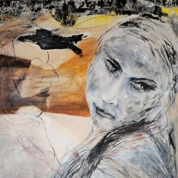 제목이 "L'AIGLE NOIR  ou LE…"인 미술작품 Brigitte Krief로, 원작, 기름 나무 들것 프레임에 장착됨