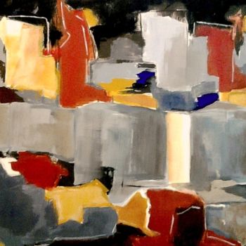 Painting titled "PAYSAGE URBAIN gris…" by Brigitte Krief, Original Artwork, Acrylic Mounted on Wood Stretcher frame