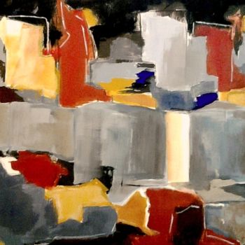 Peinture intitulée "PAYSAGE URBAIN gris…" par Brigitte Krief, Œuvre d'art originale, Acrylique Monté sur Châssis en bois