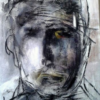 Painting titled "HOMME" by Brigitte Krief, Original Artwork, Acrylic Mounted on Wood Stretcher frame