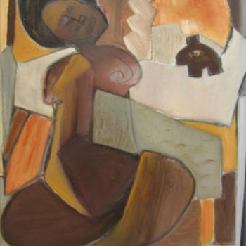 Painting titled "AFRICAINE" by Brigitte Krief, Original Artwork, Oil