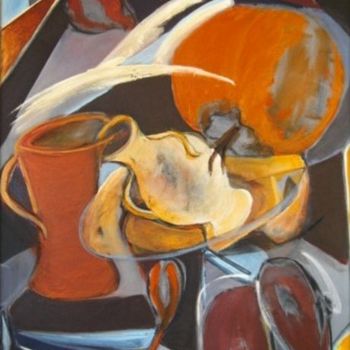 Painting titled "NATURE MORTE: "CITR…" by Brigitte Krief, Original Artwork, Oil