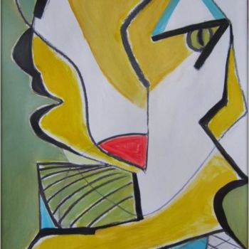 Painting titled "FEMME CHAT-OISEAU" by Brigitte Krief, Original Artwork, Acrylic