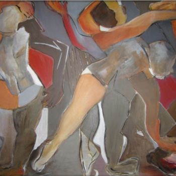 Painting titled "MOUVEMENT" by Brigitte Krief, Original Artwork, Oil Mounted on Wood Stretcher frame