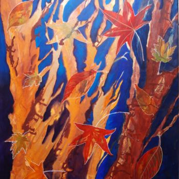 Painting titled "L' automne est là" by Brigitte Mathé (MBL), Original Artwork, Acrylic Mounted on Wood Stretcher frame