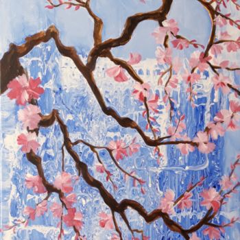 Painting titled "Printemps Sakura" by Brigitte Mathé (MBL), Original Artwork, Acrylic