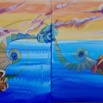 Peinture intitulée "Utopie 2 dyptique" par Brigitte Mathé (MBL), Œuvre d'art originale, Acrylique Monté sur Châssis en bois