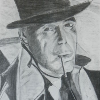 Desenho intitulada "Humphrey Bogart, "s…" por Brigitte Mathé (MBL), Obras de arte originais, Lápis