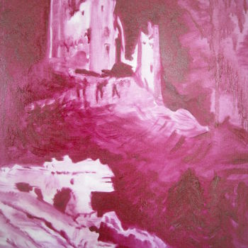 Schilderij getiteld "Ruines" door Brigitte Mathé (MBL), Origineel Kunstwerk, Olie Gemonteerd op Frame voor houten brancard