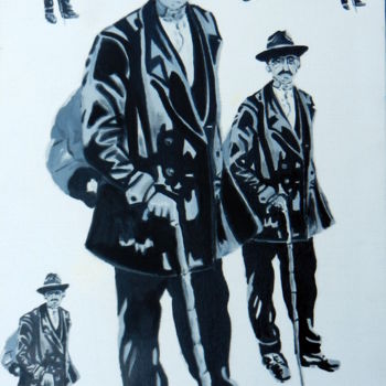 「Le mendiant」というタイトルの絵画 Brigitte Mathé (MBL)によって, オリジナルのアートワーク, オイル ウッドストレッチャーフレームにマウント